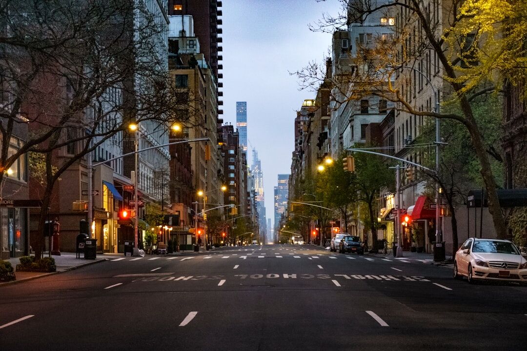 city street at dusk