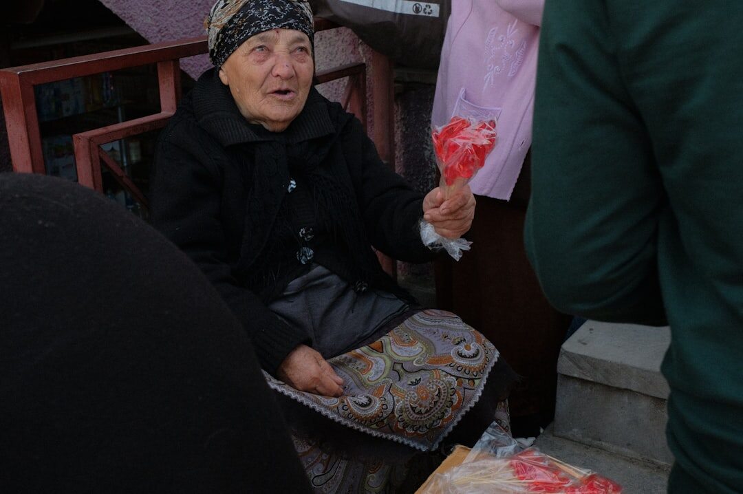 elderly woman sharing story