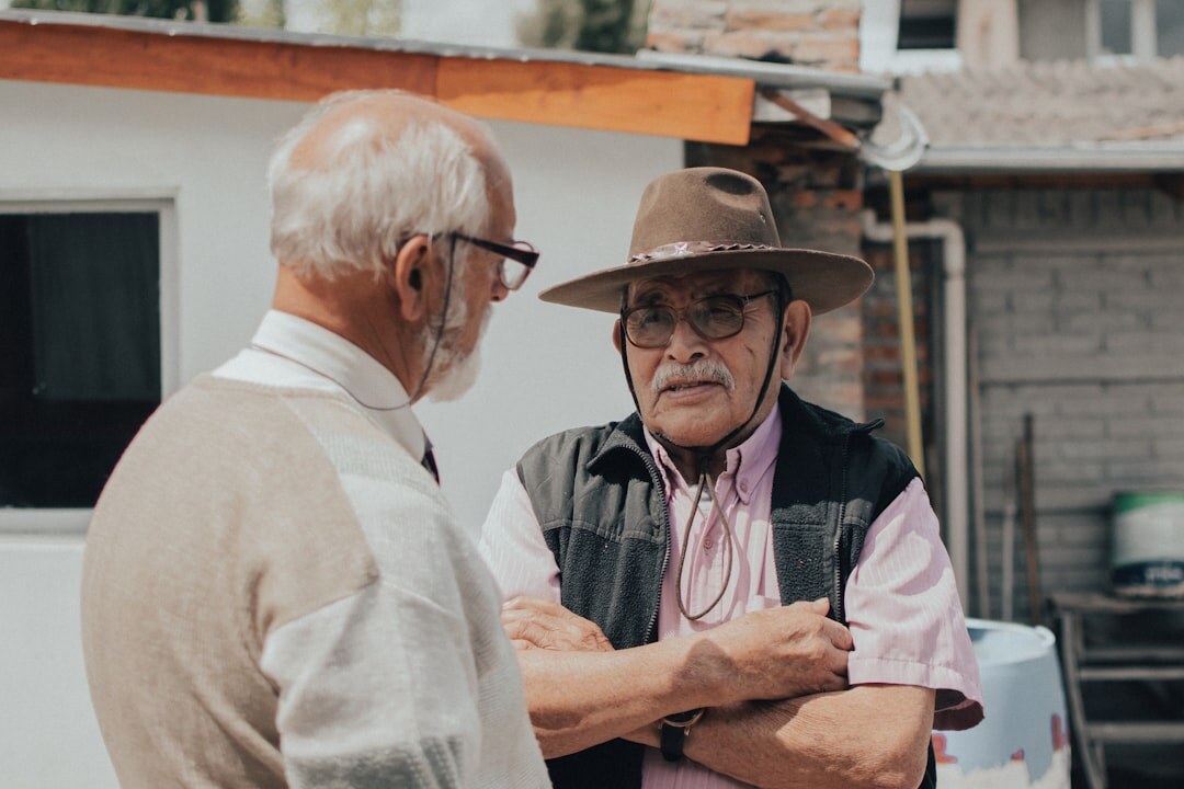 elderly man sharing story